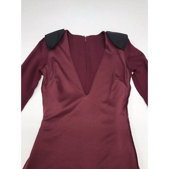 Lulus Bodycon Dress Mini Short Size XS Burgundy Long Sleeve Knit Deep V-Neck - Picture 14 of 16